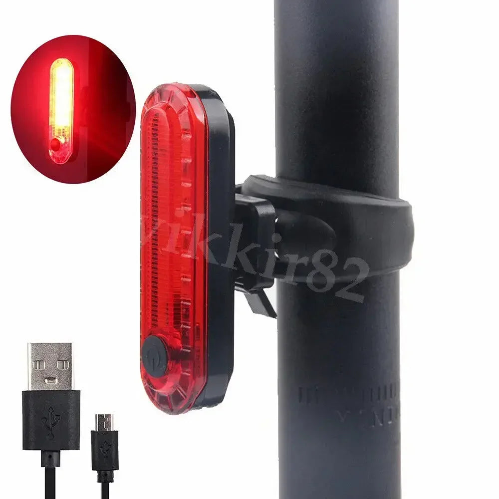 Waterproof Bike Night Riding Light Taillight USB Charging Safety