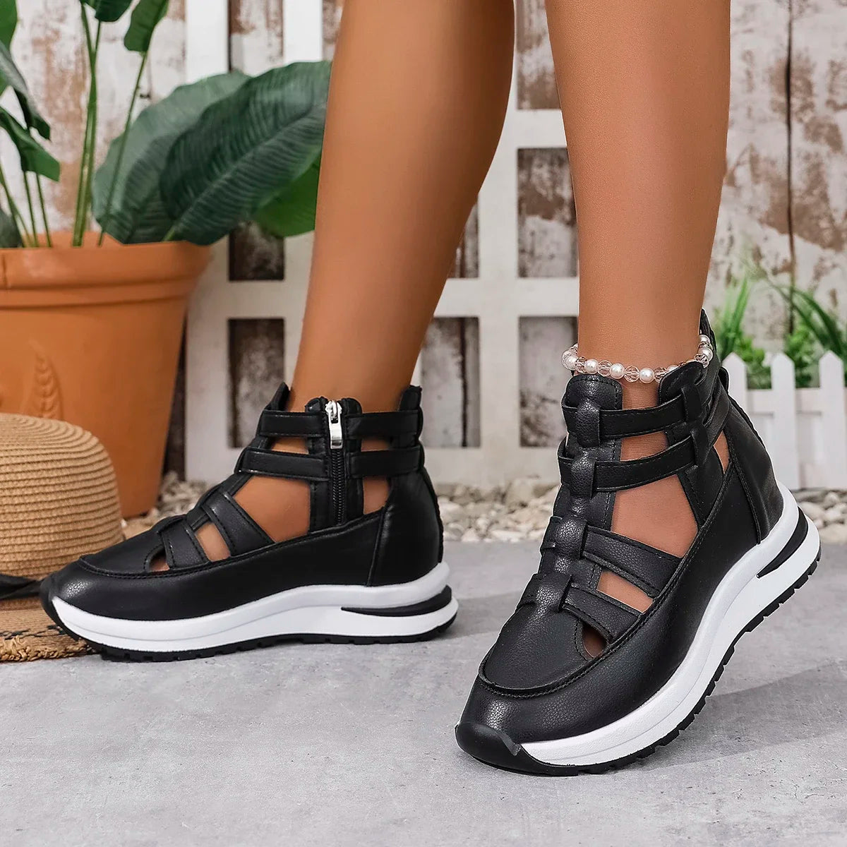 Women Sandals New Closed Toe Office and Career Summer Solid Wedge Shoes for Women New High Quality Buckle Strap Sandals Women Zpaxo black 39