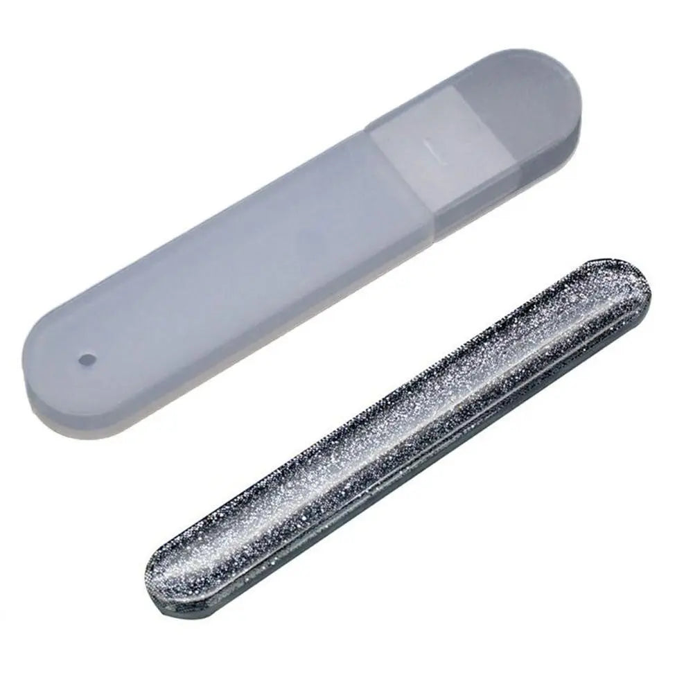 1Pcs Nano Glass Nail File Polisher Salon Manicure Tool Nail Polishing Strip with Storage Case Nail Art Polish Manicure Zpaxo black