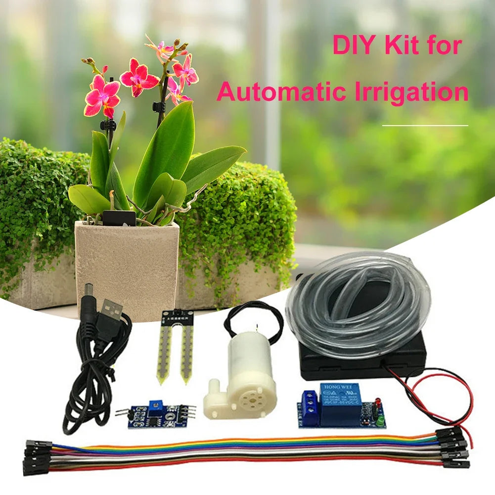 DIY Automatic Irrigation Module Kit Automatic Water Pumping Soil Moisture Sensor Mini Water Pump with 50cm Hose for Arduino Zpaxo