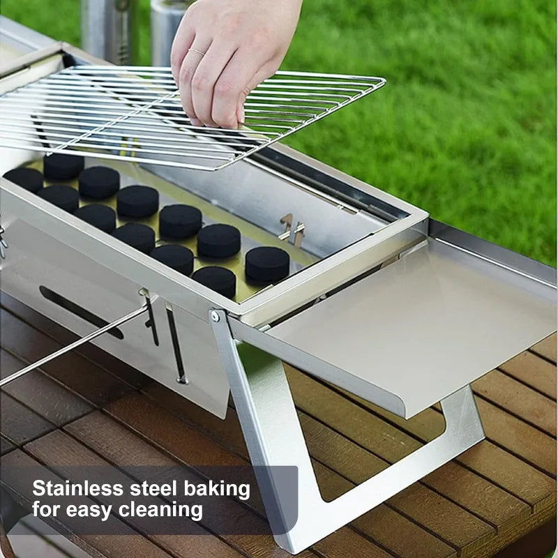 Portable Charcoal Grill Folding Barbecue Small BBQ Lightweight