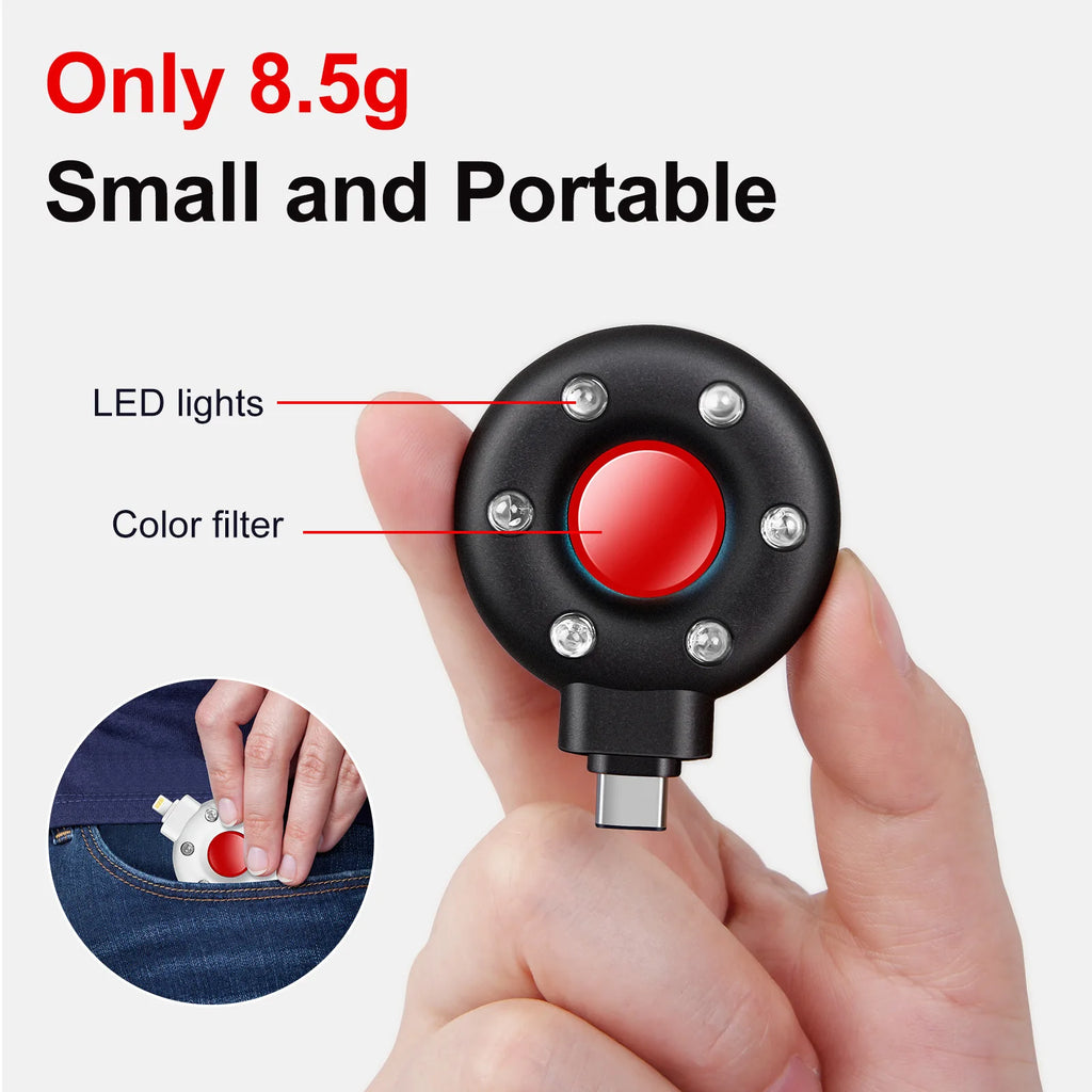 Portable Mini Anti-Peeping Detector Home Hotel Infrared Anti-Candid Shooting Pinhole Camera Mobile Phone IOS & Type-C Interface Zpaxo