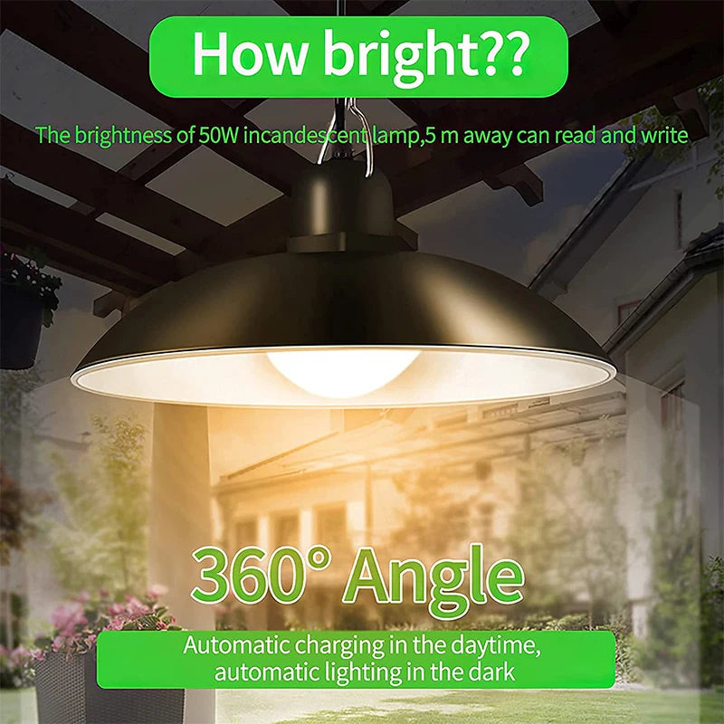 Solar Pendant Light Outdoor Indoor 2400mAh Shed Lights Remote Control Zpaxo