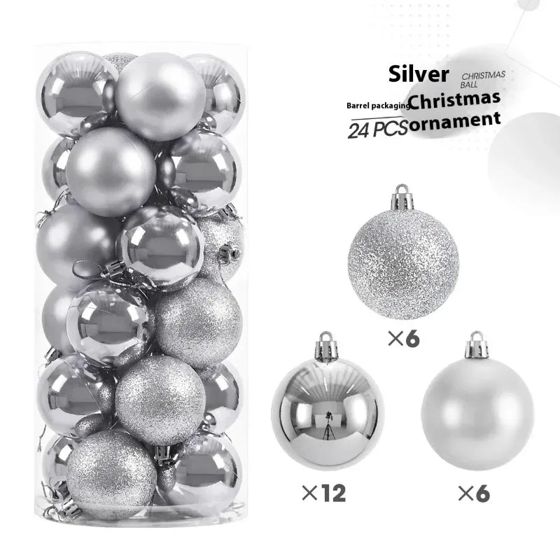 Hot 24Pcs 3/4/6cm Christmas Tree Balls Multicolor Xmas Ball Decorations Glitter Christmas Baubles Ornament Ball Party Home Decor Zpaxo
