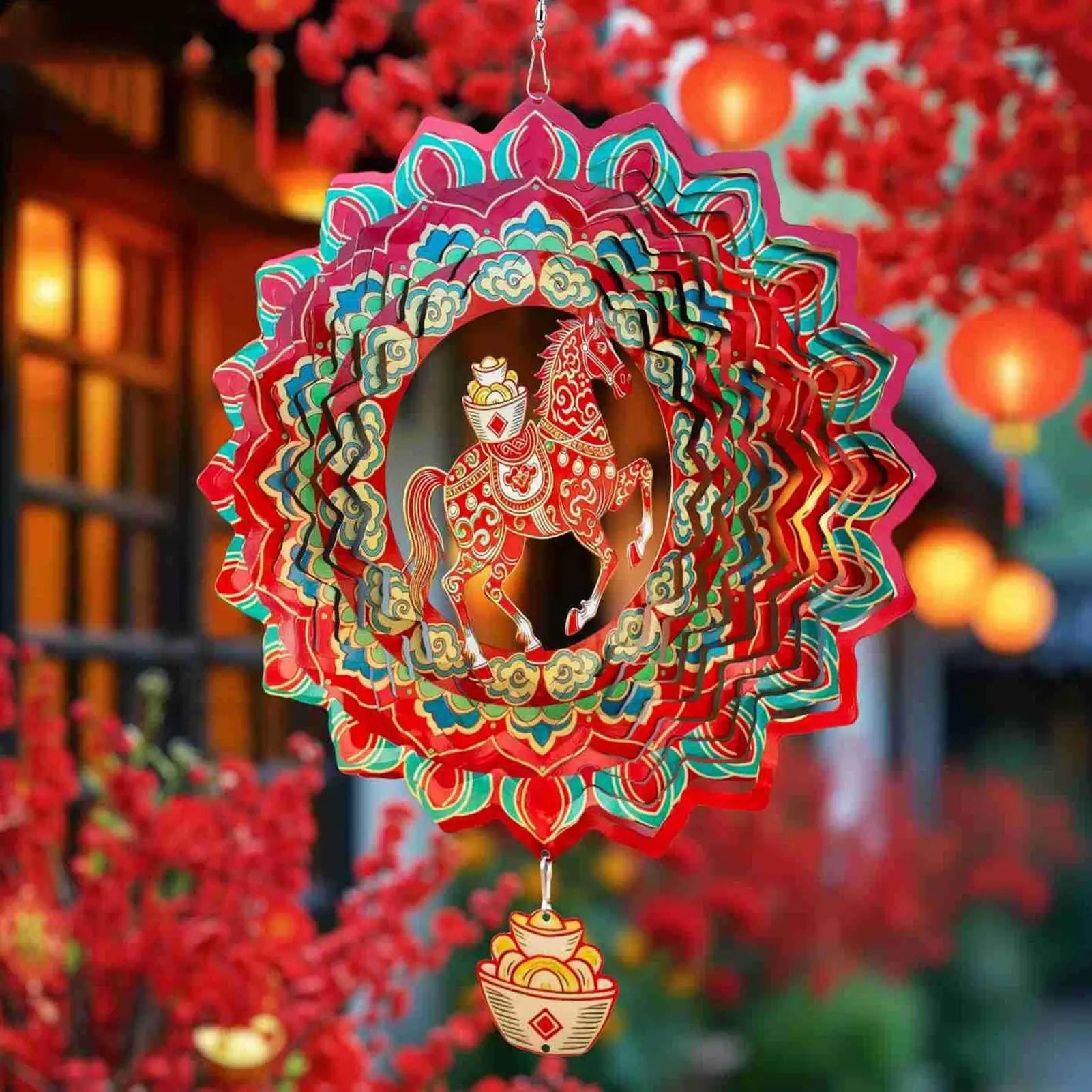 Horse Wind Chimes For Outside 11.57 Inch Stainless Steel Chinese New Year Decor 2026 Horse Year Hangable Pendant For Patio Lawn Zpaxo