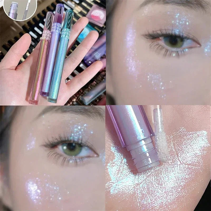 Glitter Highlighter Liquid Eyeshadow Shimmer Sequins Glitter Pearlescent Lying Silkworm Liquid High Gloss Eye Shadow Cosmetics Zpaxo S10