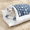 Kawaii Removable Cats Bed House Home Supplies Products for Adult Cats Large Pet Dog Bed Cat's House Cave Comfortable Food Cute Zpaxo Blue M