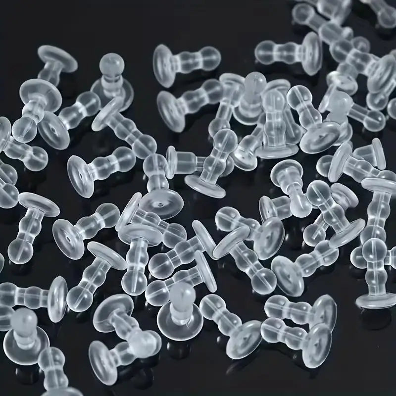12pcs Silicone Ear Stud Backings – Anti-Piercing Full Coverage Plugs, Transparent DIY Jewelry Supplies Zpaxo