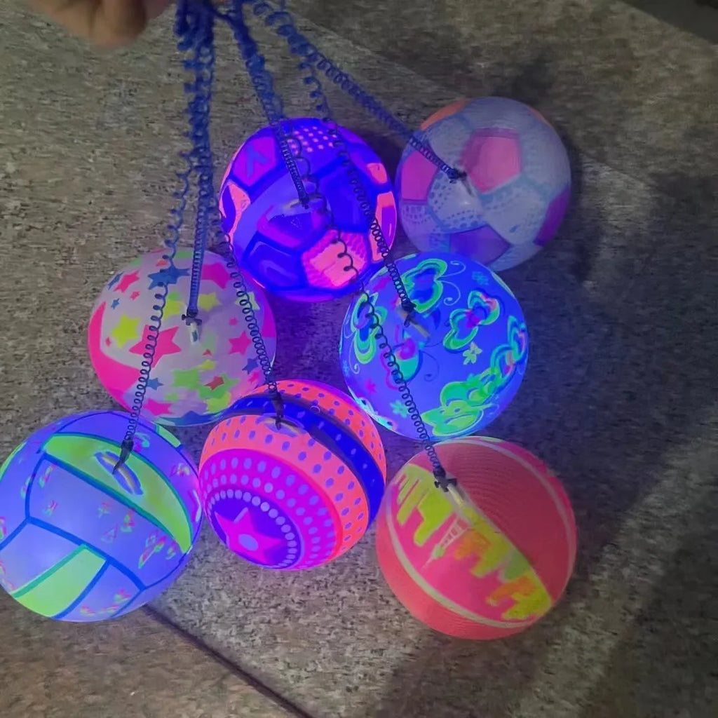 Glow Dark Soccer Ball LED Light Up Inflatable PVC Football Kids