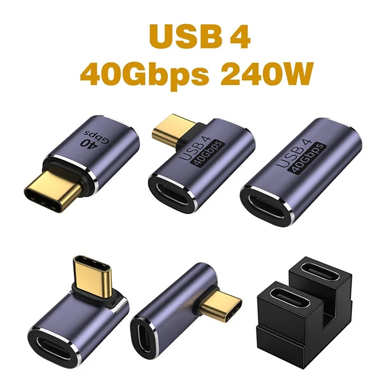 USB 4.0 40Gbps OTG Type C 90 Degree Adapter 100W USB C to Type C Fast Charging Converter USB C Data Adapter For Laptops Macbook Zpaxo