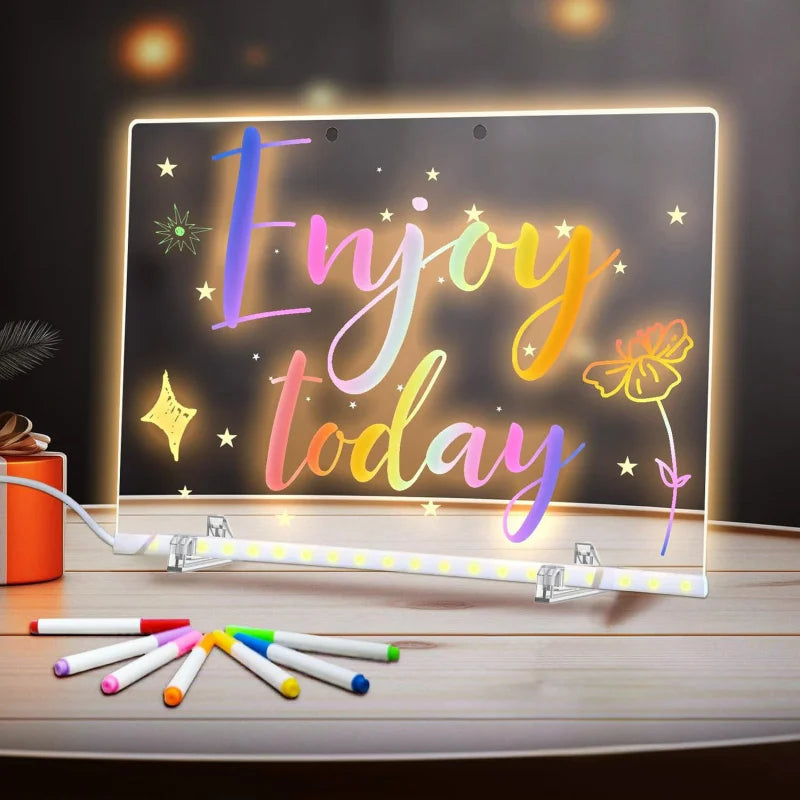 Reusable Children's Acrylic Information Board Lighted Drawing Lamp