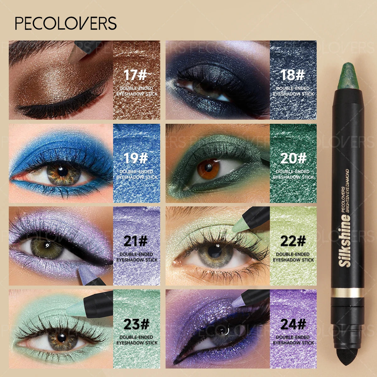Smoked Eye Shadow Stick Double Matte Shiny Effects Durable Waterproof