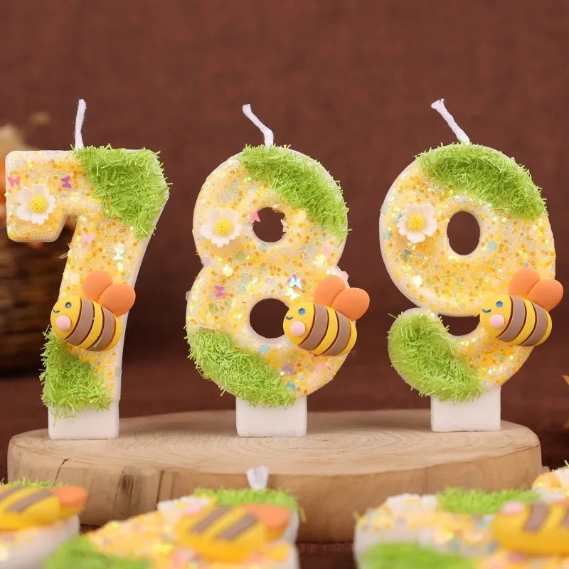 Bee Digital Birthday Cake Candles 0-9 Festive Children's Decorations