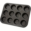 4 6 12-Cavity Black Carbon Steel Non-stick Muffin Pan Baking Pans Zpaxo 12 Holes