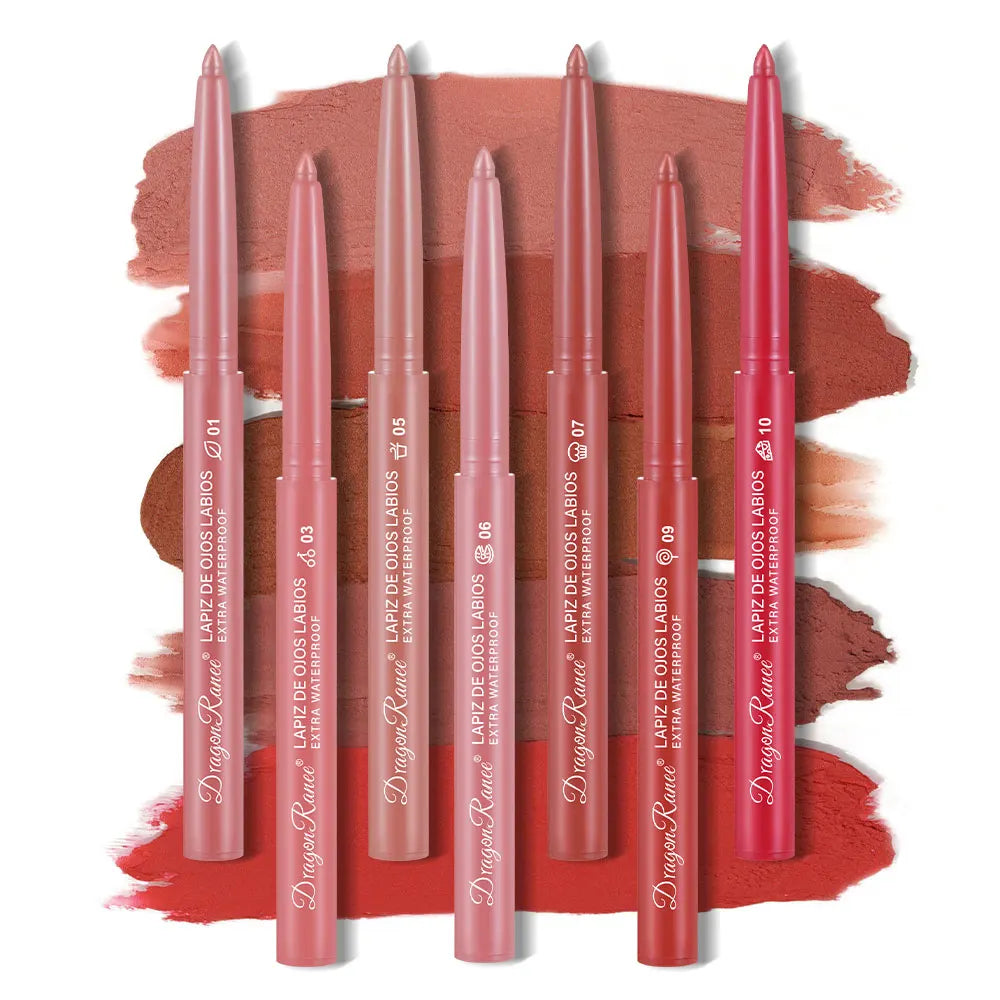 Lip Liner Lipstick Pen Waterproof Long-Lasting Contouring Lip Pencil Matte Finish Beginner Automatic Lip Liner Bean Paste Color Contouring Pen Automatic Rotating Lip Liner Zpaxo