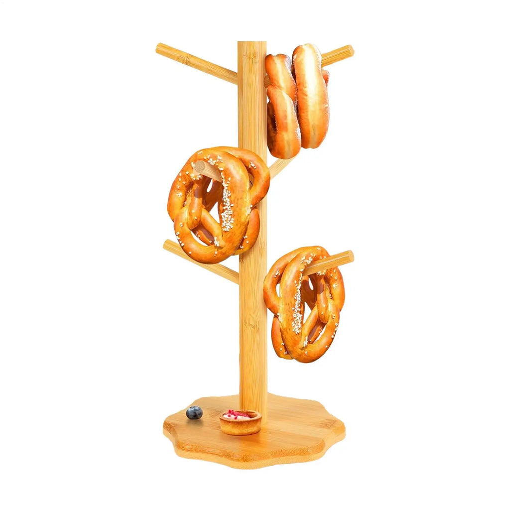 Wooden Pretzel Holder Stand Tree Shape Pretzel Display Holder Desktop Sausage Stand Kitchen Stands for Sausage Decoration Zpaxo