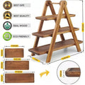 3 Tier Serving Tray Rectangle Detachable Wooden Platter Food Party