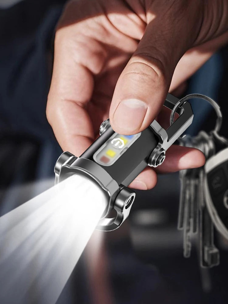 Mini Flashlight Type-c USB Rechargeable COB LED Keychain Waterproof