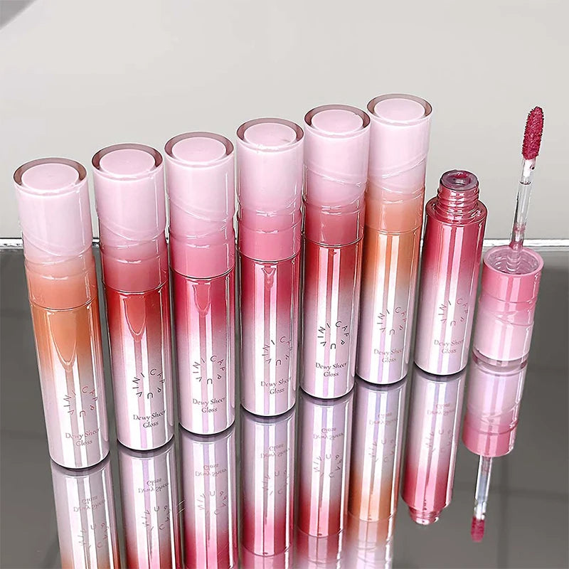Water Light Mirror Lip Gloss Lasting Moisturizing Lightweight Lip Glaze Fine Sparkling Liquid Lipstick Nude Lip Makeup Cosmetics Zpaxo