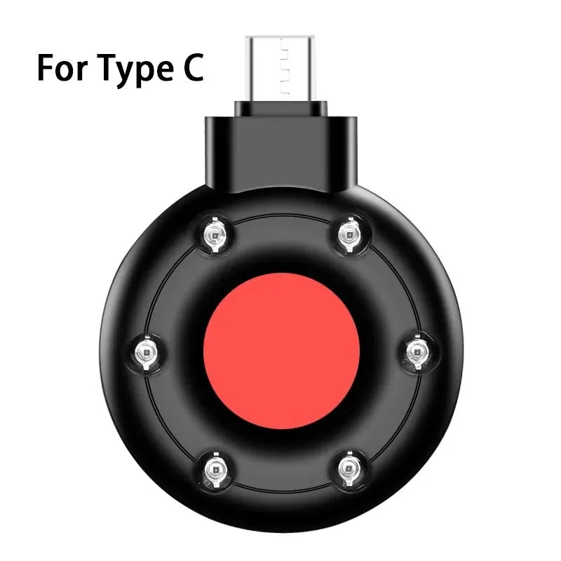 Portable Mini Anti-Peeping Detector Home Hotel Infrared Anti-Candid Shooting Pinhole Camera Mobile Phone IOS & Type-C Interface Zpaxo Type-C-Black