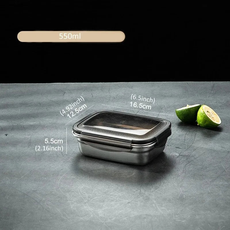 1x 304 Stainless Steel Lunch Bento Box Family Refrigerator Food