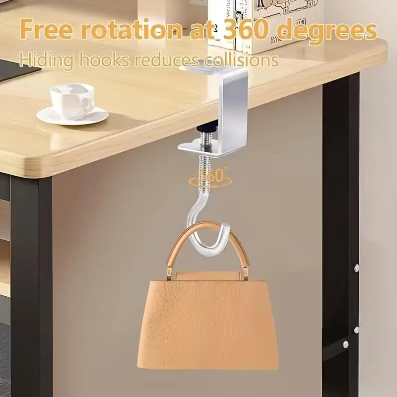 4pcs Removable Desk Hooks: Backpack Hanger & Headphone Stand, Portable Student Organizer Zpaxo