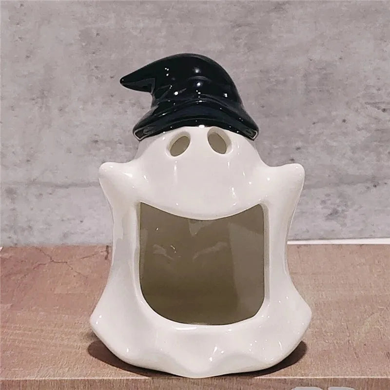 Cute Ghost Candle Holder Small Ornament Ceramic Ashtray Handmade