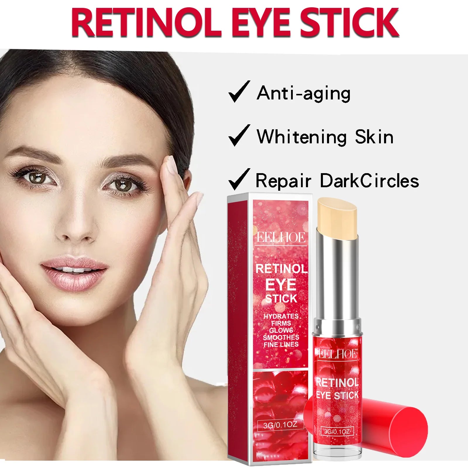 Retinol Eye Stick Anti-Wrinkle Lifting Firming Eye Cream Stick for Dark Circles & Fine Lines Moisturizing Brightening Skin Care Zpaxo