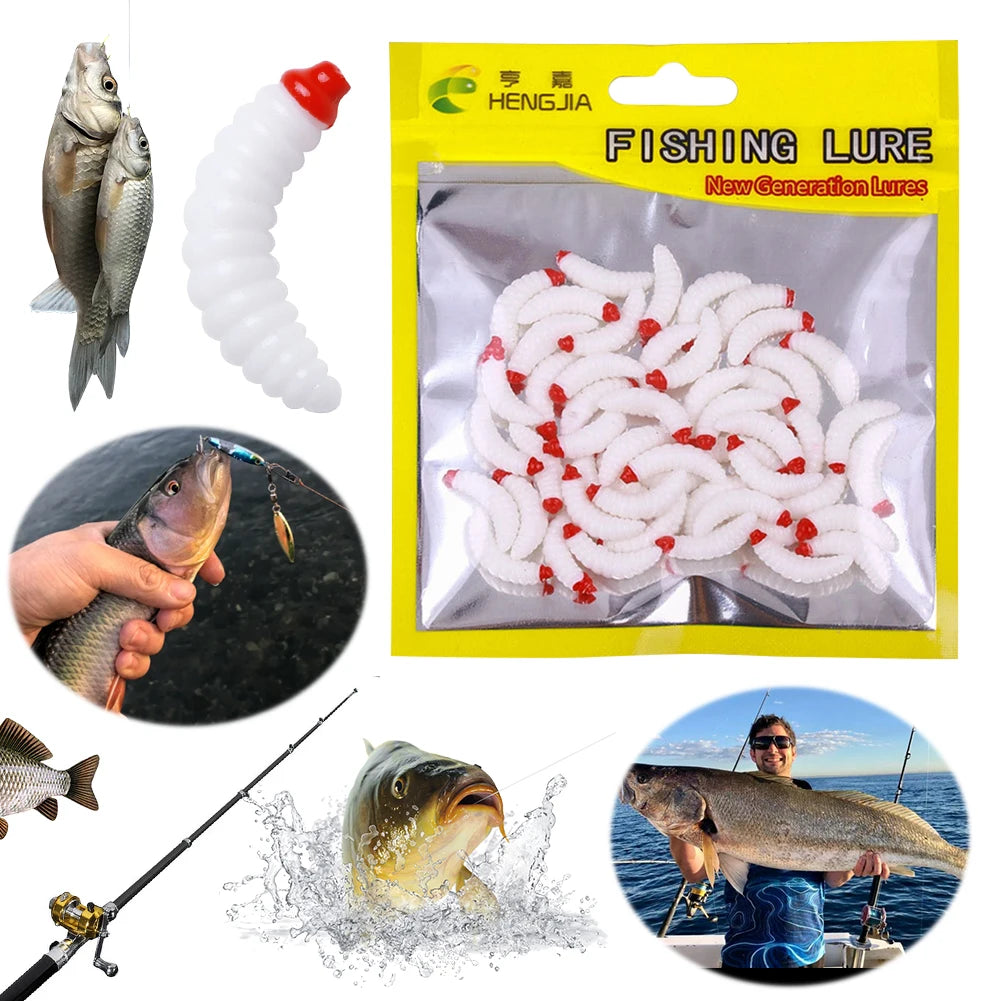 Artificial Bread Worm Baits Maggot Grub Soft Fishing Lure Smell Worms