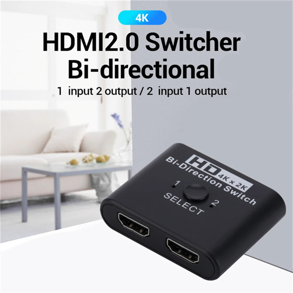 4K 60Hz HDMI Switch Splitter – 2 In 1 Out Bi-Directional HDMI Switch Splitter Zpaxo