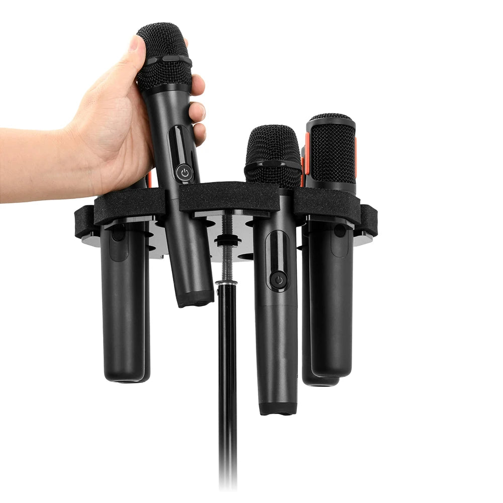8-Slot Mic Stand Mount Detachable Multi Microphone Rack Wear Resist