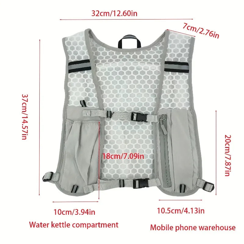 Breathable Mesh Running Vest Lightweight Sports Backpack Phone Pocket