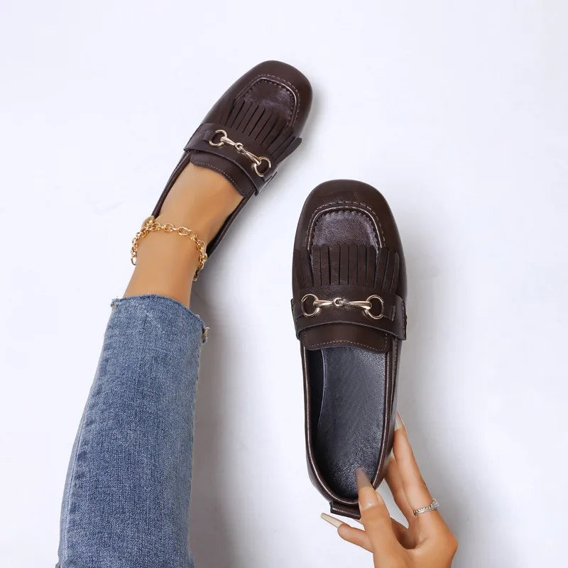 Women's Flat Shallow Mouth Lightweight Comfortable Loafers Women Zpaxo dark brown 37