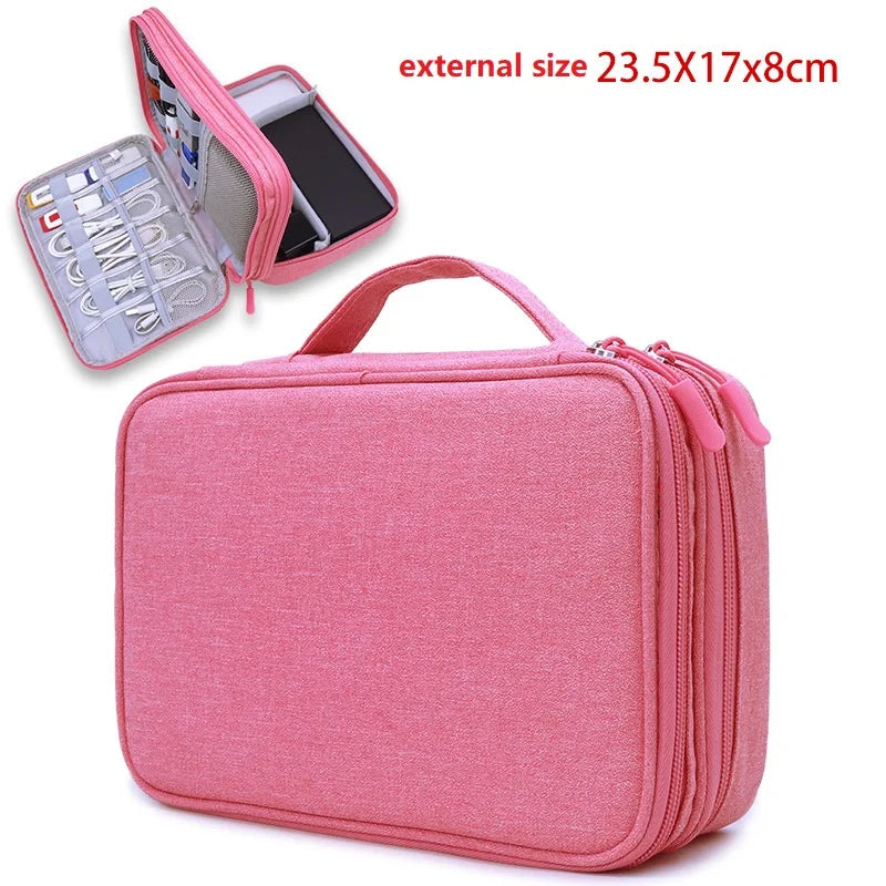 Hard Disk Accessories Carry Bag Gadget Travel Cable Case Electronics Zpaxo Pink