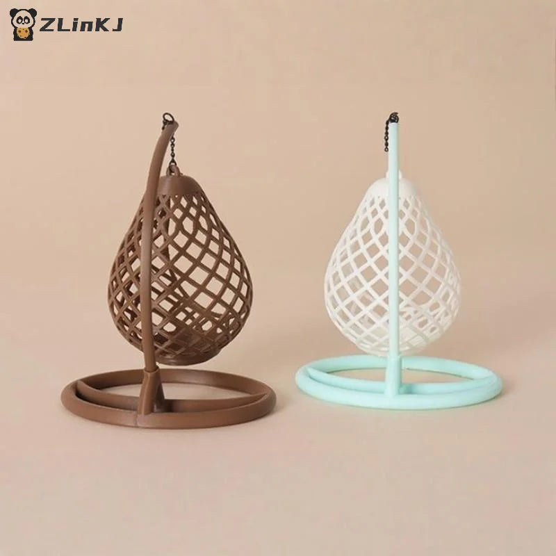 ▶1Pcs DIY Diorama Scene Accessory 1:12 Scale Dollhouse Miniature Hanging Egg Chair Wicker Swing Chair Model Desktop Decor Zpaxo