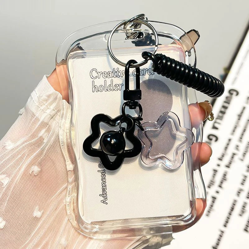 Creative Design Kpop Photocard Holder Transparent Card Holder Keychain Photo Sleeves Bus Card Student Card Case Photo Protector Zpaxo
