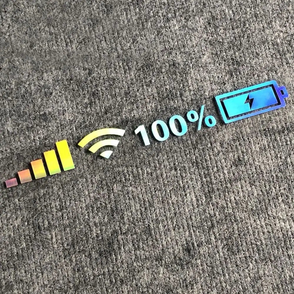 Personality Car Battery Light Sticker Luminous White 100 Wifi Level Zpaxo 30x5CM-White