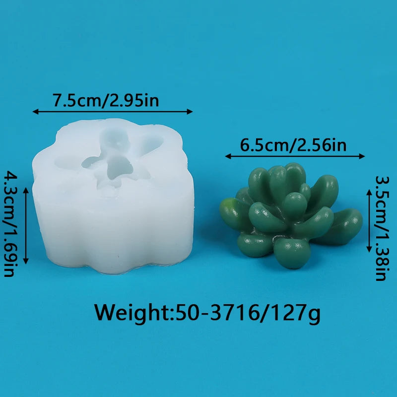 Succulents Candle Silicone Mold 3D Cactus Succulent Plants Soap Aroma