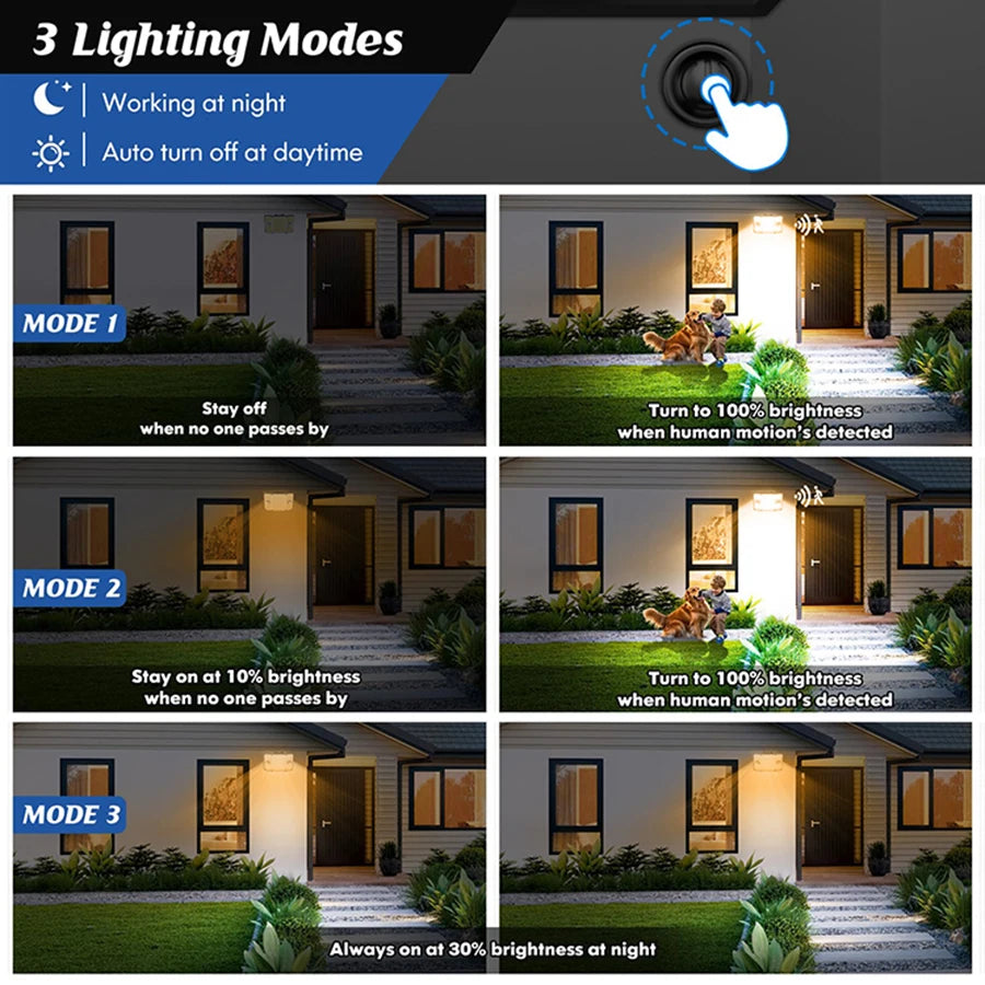 254/243LED Outdoor Solar Lights Garden Solar Powered Security Light Flood Light Motion Sensor 3 Mode Waterproof Garden Shed Yard Zpaxo