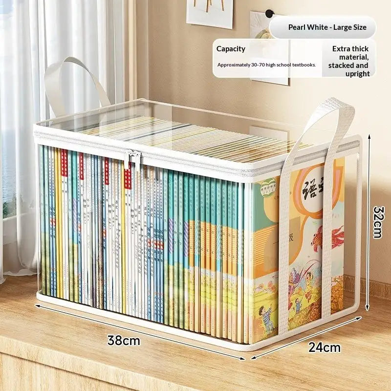 CMClear PVC Storage Box Flip-top Lid View Window Multi-use Organizer Zpaxo L White