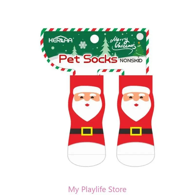 1pair Novelty Holiday Santa Dog Socks Puppy Stockings Festive Canine Zpaxo 04 XL