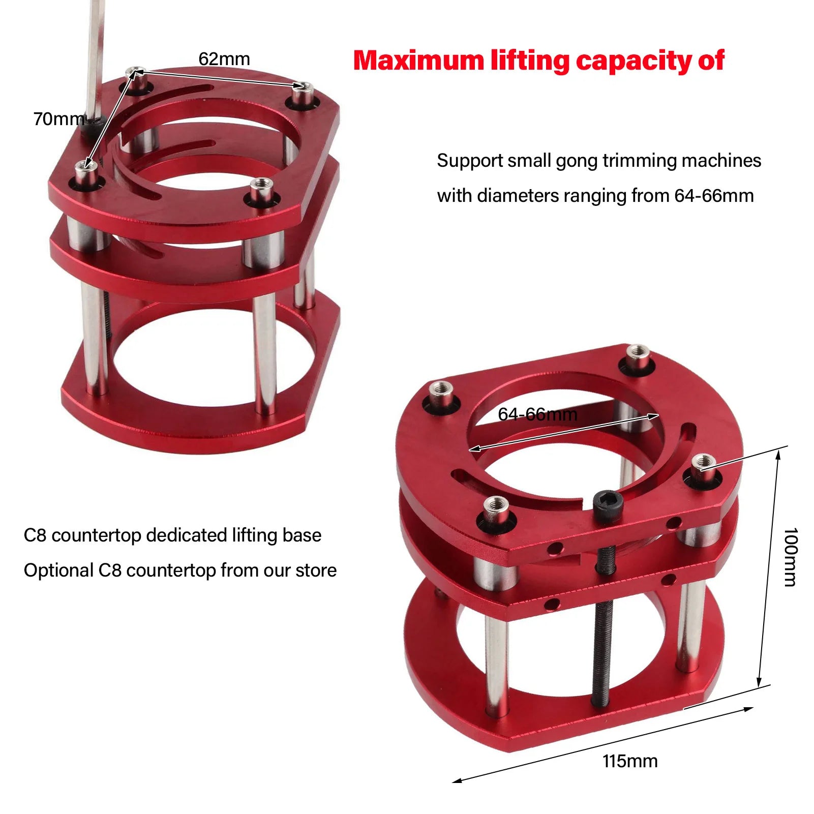 Router Lift Base Aluminum Alloy Stainless Steel 4 Jaw Clamping Table
