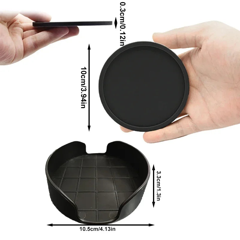 6Pcs 10cm Silicone Coasters Round Heat Resistant Rubber Tea Cup Mat Drink Coffee Mug Glass Beverage Holder Pad Decor Table Mat Zpaxo