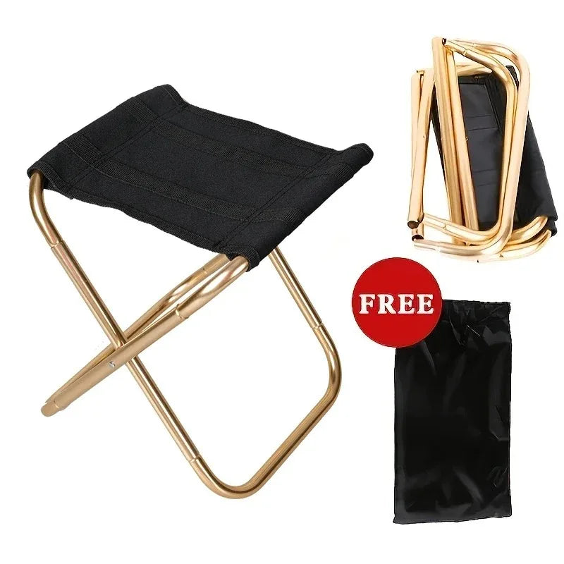 Outdoor Camping Chair Golden Aluminum Alloy Folding Bag Stool Seat