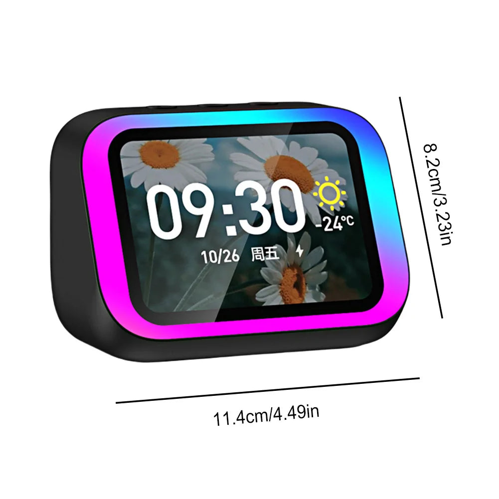 Smart Speaker Voice Assistant Portable BT Speaker Alarm Clock with RGB Lights for Bedroom Zpaxo