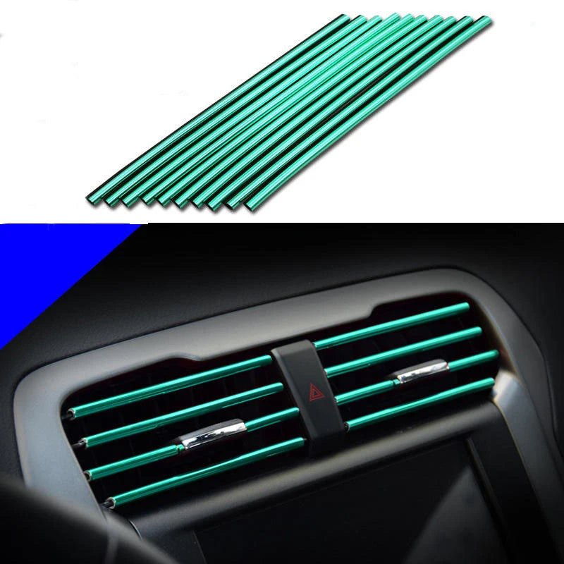 Car Air Conditioner Vent Outlet Trim Strips U Shape Chrome PVC Zpaxo green