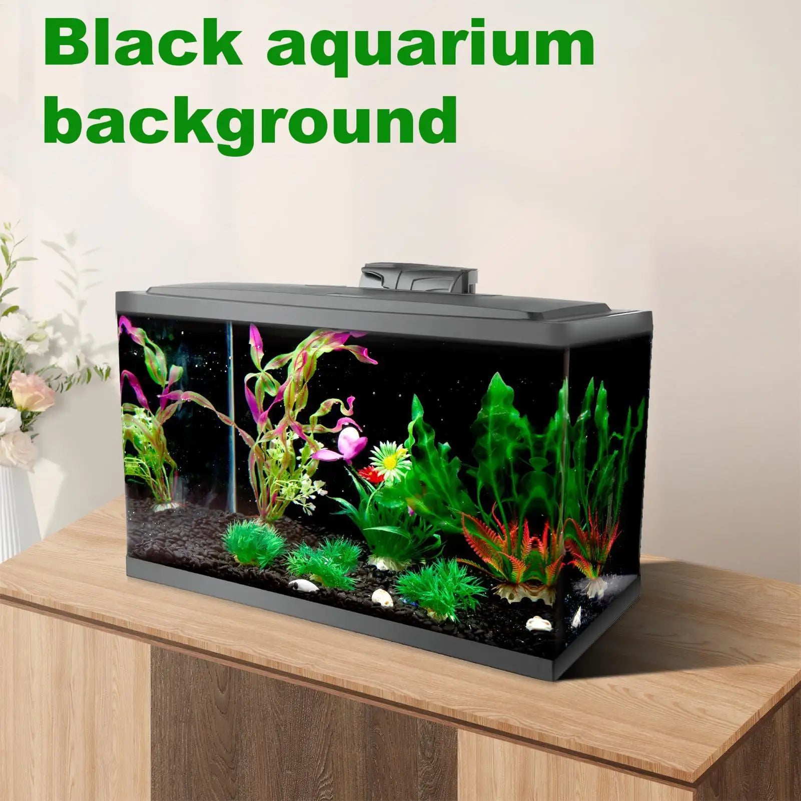 Fish Tank Background Static Cling Black Backdrop Aquarium Poster