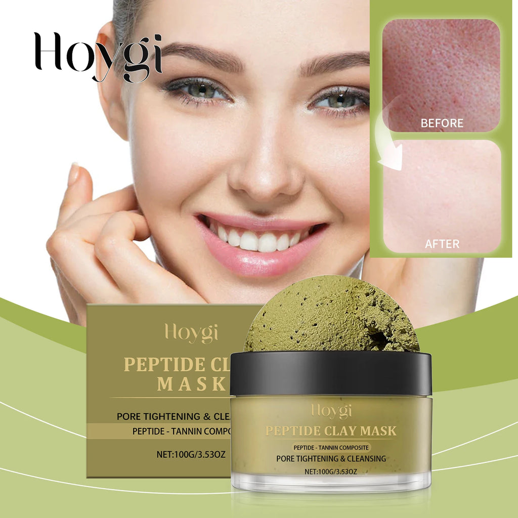 HOYGI 100g Pore Refining Clay Mask Kaolin Tea Extract Deep Cleansing Control Facial Treatment for Oily Skin Non Drying Formula Zpaxo