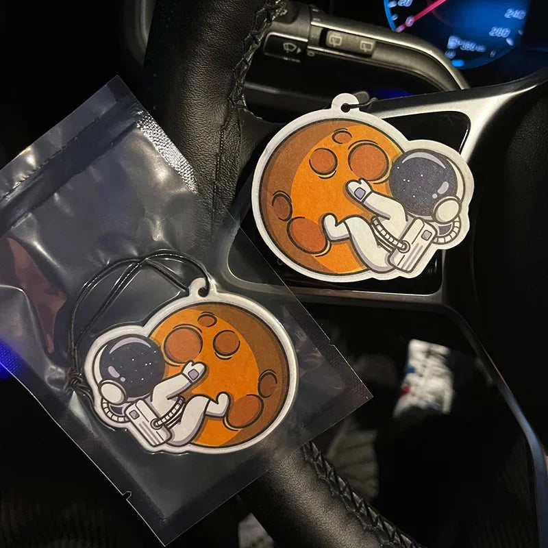Cute Astronaut Car Fragrance Piece Cartoon Car Rearview Mirror Hanging Perfume Piece Pendant Ornament Car Interior Decor Pendant Zpaxo