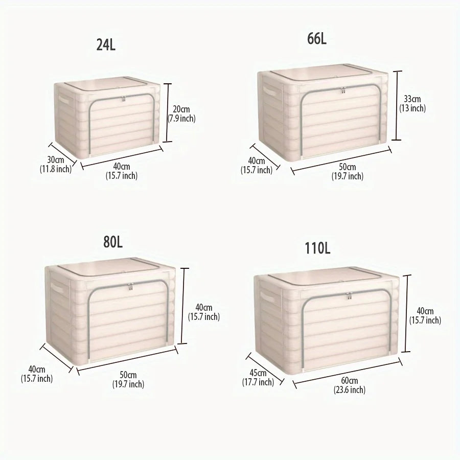 Transparent Large Zipper Clothing Storage Box Moving Storage Box Waterproof Toy Organizer Staable Box Durable Fabric Material Zpaxo
